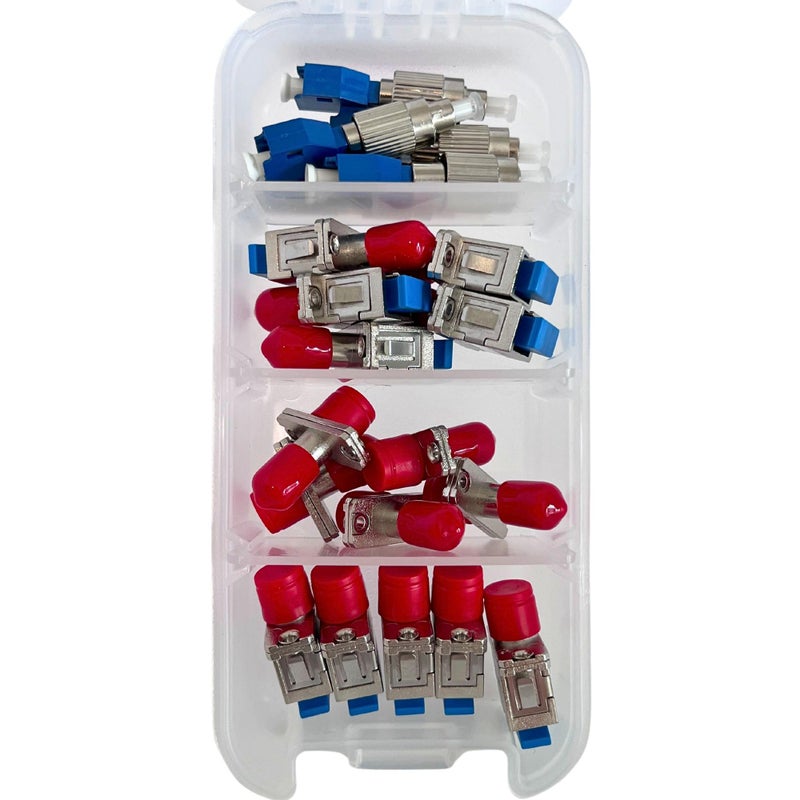 FiberShack - Fiber Optic Adapter Kit - 20 x 4 Fiber Adapter Kit - Transition Your Optical Cables from SC/FC or LC to FC/ST Optical Cables - Image 1